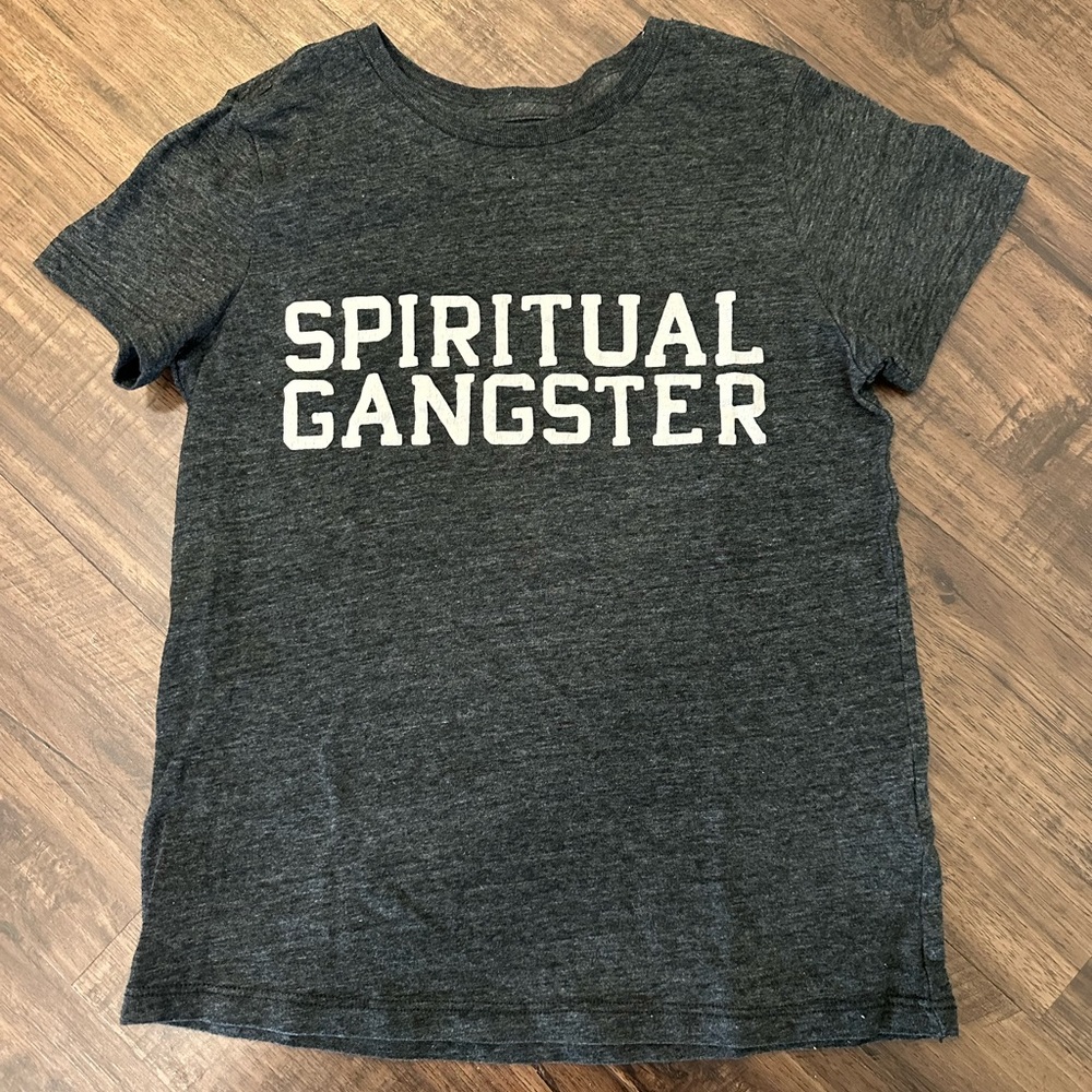 Kids Spiritual Gangster Logo Heather Grey Charcoal T - Shirt - Size Small / 10